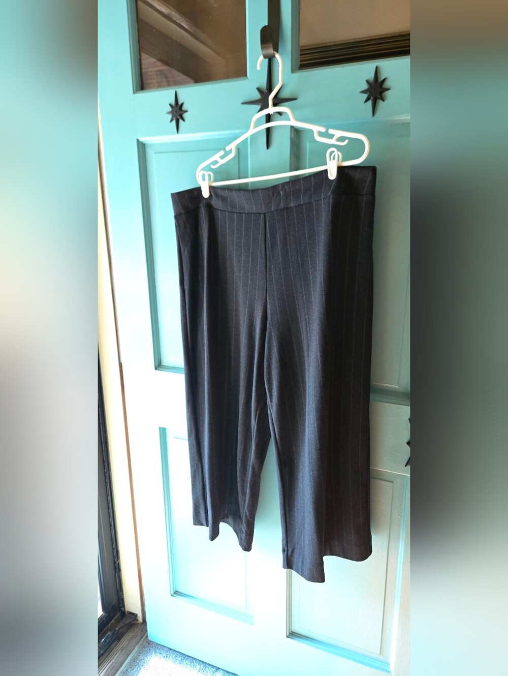 Time and Tru Charcoal Pinstripe Cropped Wide-Leg Pants